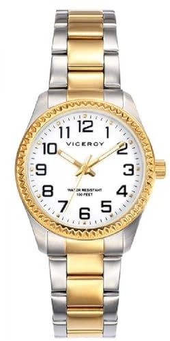 Viceroy Reloj Mujer Elegante de Acero Inoxidable - 30 mm - Movimiento de Cuarzo - Esfera Blanca - Brazalete de Acero - 40860