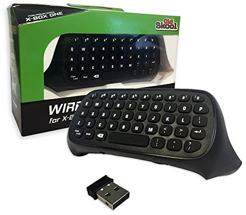 Old Skool Chatpad - Mini Wireless Keyboard with 3.5m Headphone Jack 2.4G Messenger Pad Text Pad compatible with Microsoft Xbox One Controller Black