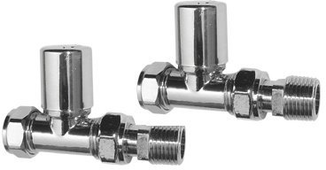 iBathUK Eco Thermostatic Radiator Valve,Round Straight Radiator Valve Pair, Central Heating,Tower Rail Valve- Chrome (Set of 2)