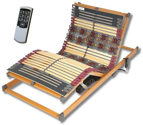 FMP | 7 Zonen Teller Lattenrost Rhodos EL | Komfort | 90x190 cm | Kopf- und Fußteil elektrisch verstellbar | Funkfernbedienung | fertig montiert | elektrische Lattenroste