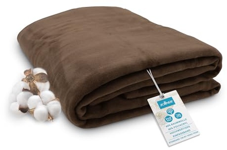 ZOLLNER Kuscheldecke flauschig in 150x200 cm - weiche und langlebige Sofadecke in braun - waschbar bis 40°C - Mischgewebe - mit elegantem Einfassband - Hotelqualität - Oeko Tex® Zertifiziert