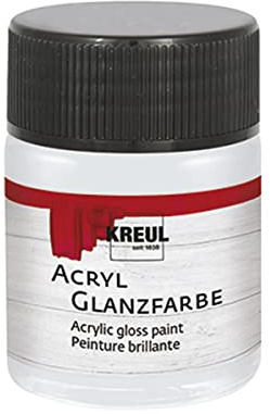 KREUL 79523 - Acryl Glanzfarbe, 50 ml Glas in hellgrau, glänzend-glatte Acrylfarbe zum Anmalen und Basteln, auf Wasserbasis, speichelecht, schnelltrocknend und deckend