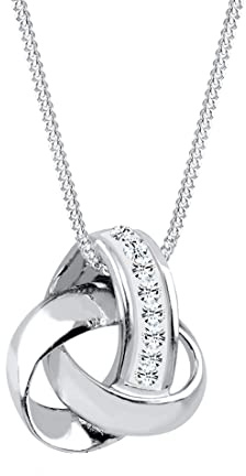 Elli Halskette Knoten Anhänger Damen Kette Kristall 925 Silber | Schmuck Geschenke für Frauen Mädchen Mama Freundin, Silberkette, Länge 45cm