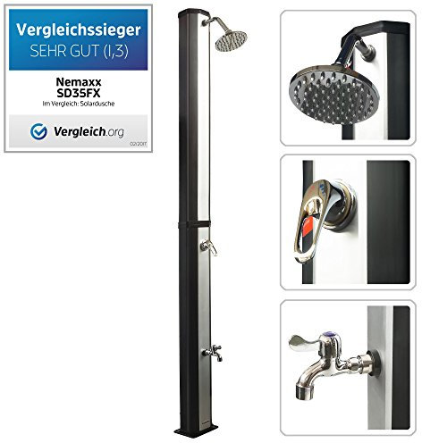 NEMAXX® Doccia Solare da Giardino 35L [INCL.Soffione a Pioggia & Doccia per i Piedi] – Doccia da Giardino,Solare–Doccia Solare da Giardino,Doccia da Esterno–Serbatoio dell’Acqua Resistente ai Raggi UV