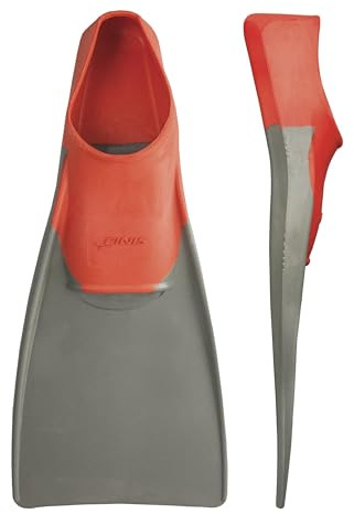 Finis Long Floating Pinne da Nuoto, Unisex Adulto, Grigio/Rosso, 39-42