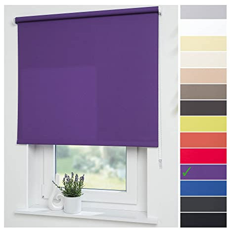 Liedeco® Rollo, Fenster Rollo, Kettenzug-Rollo / 82 x 180 cm (Breite x Höhe), Brombeere/lichtdurchlässig, Blickdicht/viele Farben, Größen und Typen/Breiten 60-200 cm/Variable Montage möglich