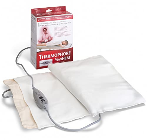Thermophore MaxHEAT Automatic Moist Heating Pack Model 155 – Large 14 x 27 XL Heating Pad, Deep Heat Therapy for Muscle, Back & Joint Pain Relief, Electric, Heavy Weighted Fleece Design