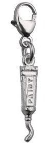 Silver 15x4mm Artist's Paint Tube Charm on a lobster trigger