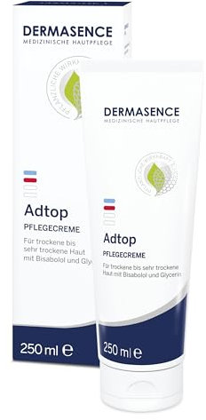DERMASENCE Adtop Pflegecreme, 250 ml, Creme gegen trockene Haut, für Neurodermitis, schuppige und raue Haut, mit Glycerin und Bisabolol, parfümfrei, vegan, für Körper und Gesicht