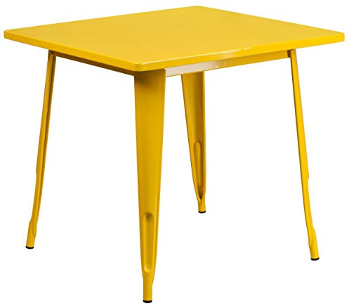 Flash Furniture Felix Commercial Grade 31.5 Square Orange Metal Indoor-Outdoor Table