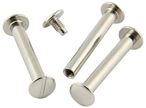 KLEBESHOP24 Buchschrauben vernickelt 30 mm, 20 Stück | Für Speisekarten, Musterbücher, Mappen, Alben und Bastelarbeiten
