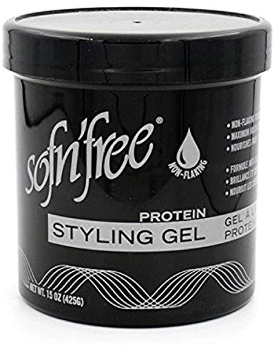 Sofn'free Protein Styling Gel, Non flaky formula for firm styling control when setting, wrapping or moulding, perfect waves sets and controlling curly hair, 425 g, Black