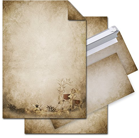 Logbuch-Verlag 50 Blatt Weihnachten Briefpapier + 50 Kuvers - DIN A4 Weihnachtsbriefpapier geschäftlich & privat zum Bedrucken und Schreiben