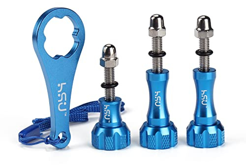 HSU Aluminum Thumbscrew Set + Wrench for Gopro Hero 13, 12, 11, 10, 9, 8, 7, 6, 5, 4, 3, Gopro Session, AKASO Campark and Other Action Cameras (Blue)