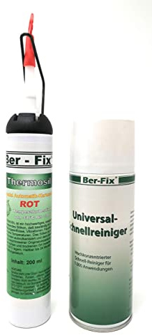 Ber-Fix Hochtemperatur Silikon + Universalreiniger | Hochtemperatur Silikon mit Reiniger mit Universalreiniger: mit Universalreiniger zur Vorreinigung und saubere..
