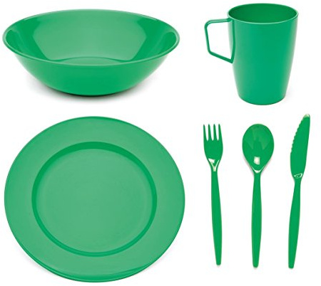 Scout and Girl Guide Emerald Green Dining Set - Reusable Plate, Bowl, Mug & Cutlery Virtually Unbreakable Polycarbonate Tableware Set
