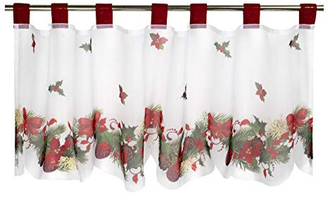 Tischdeckenshop24 Scheibengardine Weihnachtszeit für Küche und Wohnzimmer, 45x120 cm, Winter Gardine mit dekorativen Motiv zu Weihnachten, Moderne transparente Bistrogardine für die Küche