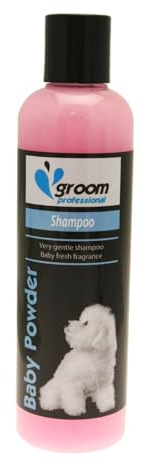Groom Professional Baby Powder Hundeshampoo – Tiefenreinigendes und desodorierendes Hundeshampoo – sanfte und beruhigende Formel – perfekt für Junge oder empfindliche Haut – Babypuderduft, 250 ml