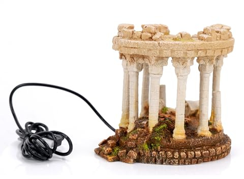 CLASSIC Ancient Column Amphitheatre Aquarium Ornament with LED – Greek Ruins Fish Tank Decoration – 148 x 128 x 137mm