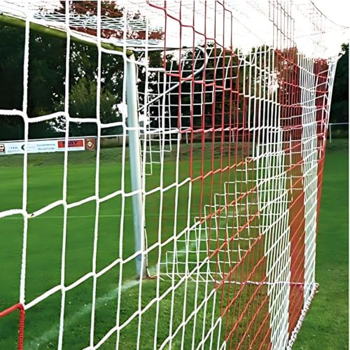 Fußball Tornetz Fußballtornetz Fußballnetz 7,50 x 2,50 m Tiefe Oben 2,00 / unten 2,00 m PP 4 mm Farbe Rot/Weiß