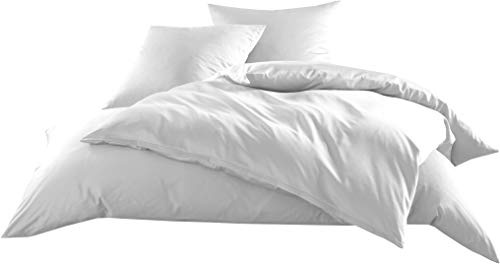 Bettwaesche-mit-Stil Mako-Satin Baumwollsatin Bettwäsche Uni einfarbig zum Kombinieren (Bettbezug 155 cm x 220 cm, Weiß)