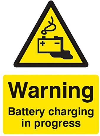 Caledonia Signs 24211K Warning Battery Charging In Progress Sign, Self Adhesive Vinyl, 400 mm x 300 mm