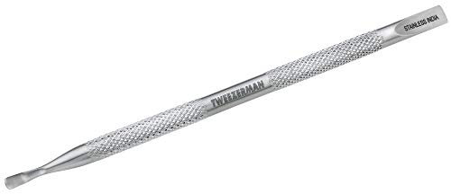 TWEEZERMAN Empujador de cutículas (mango manejable, instrumento de doble cara para eliminar cutículas e impurezas), plata