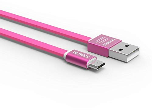 ULTRICS Micro USB Cable 1M, Flat USB to Micro USB Charging Cable Android Charger Cable Data Sync Lead Compatible with Galaxy S7/S6 Edge, Sony, HTC, LG, Moto, Tablets, PS4 (Pink)