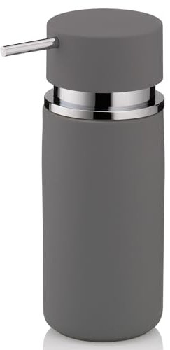 Kela 20422 Distributeur de Savon Liquide Céramique/Caoutchouc Gris 300 ml