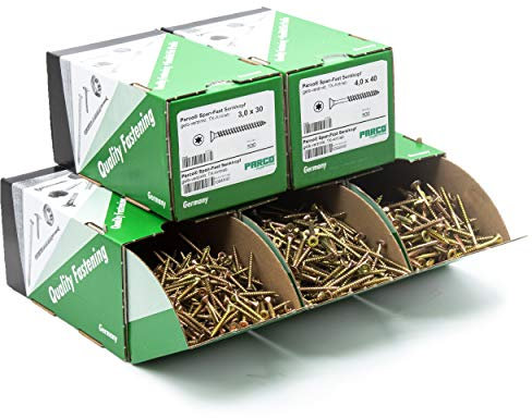 PARCO Spanplattenschrauben Sortiment, Schrauben Set, Senkkopf, Tellerkopfschrauben, Holzschrauben, Möbelschrauben, Torx, Universalschrauben Profipaket - 1400 Stück