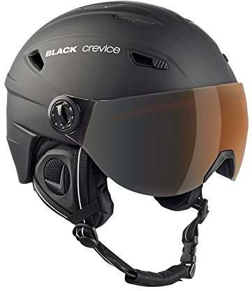 Black Crevice Erwachsene Skihelm Silvretta, mit Visier, schwarz/weiß, L