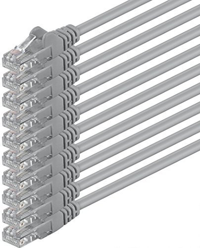 1aTTack.de 10x 2m Câble Réseau Cat6 Cat 6 - RJ45 Ethernet LAN DSL Routeur Modem - Gris