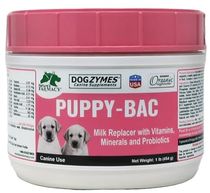 Dogzymes Puppy-Bac Milk Replacer formulated with The Proper ratios of Protein, Fat and nutrients for Growing Puppies (8 Ounce)