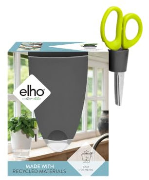 elho Brussels Kräuter Allin1 13 - Blumentopf für Züchten und Ernten - Ø 16.0 x H 21.5 cm - Schwarz/Anthrazit