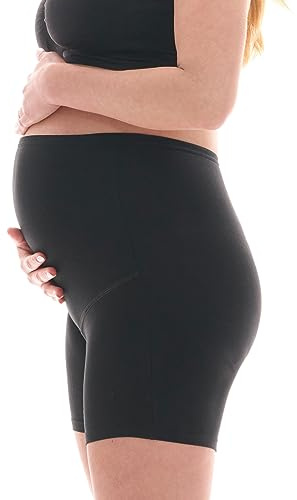 Herzmutter modershorts - graviditetsbyxor med långa ben - för graviditet efter födseln - högkvalitativ bomullsblandning - beige-skin-black - uppsättning 1 & 2-5000 (M, Svart)