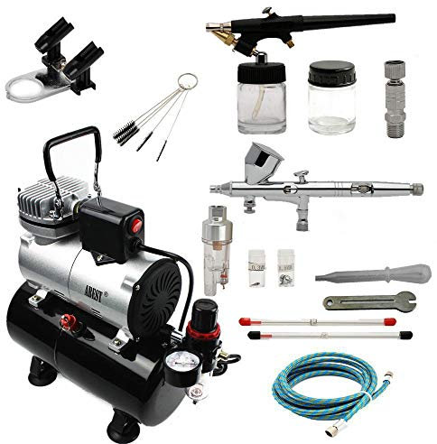 ABEST Airbrush Kompressor-Kit: Luftschlauch, Airbrush-Halter, Minifilter, Double-Action-Mechanismus für Nail Art, temporäre Tätowierungen, Hobby-1-Malwerkzeug