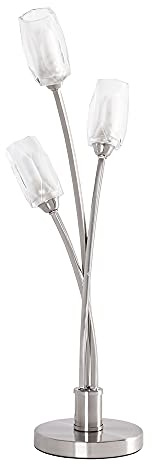 LITECRAFT Macti Table Lamp 3 Arm Base with Cut Glass Shades - Satin Nickel