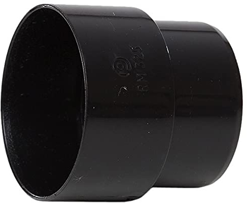 RM352B BLACK Polypipe Mini gutter 53mm ROUND DOWNPIPE CONNECTOR for shed, conservatory, porch etc NOT for standard house downpipes - smaller