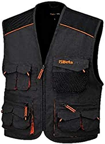 BETA 7907E L Gilet multitasche da lavoro in T/C canvas 260 g, inserti in Oxford, grigio
