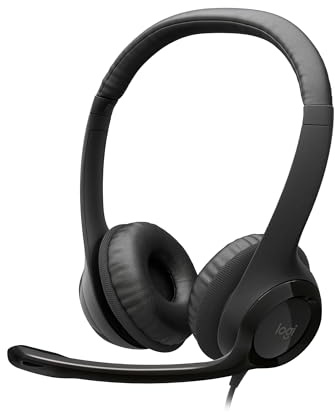 Logitech H390 Cuffie Cablate, Cuffia Stereo con Microfono Regolabile con Cancellazione del ‎‎Rumore, USB, Controlli sul Cavo, PC/Mac/Laptop/Chromebook - Nero
