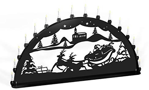 Außenschwibbogen Schwibbogen Lichterbogen Metall - Motiv: Weihnachtsmann - XXXL 2 Meter Breite Außen-Bereich schwarz * riesen groß * Erzgebirge Rentier Weihnachten