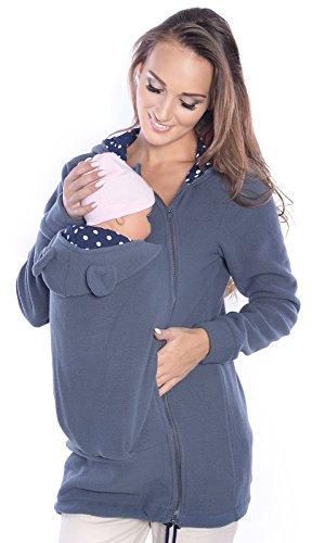 Mija – moderskap polar varm fleece huvtröja / pullover för två/för babybärare 3073A