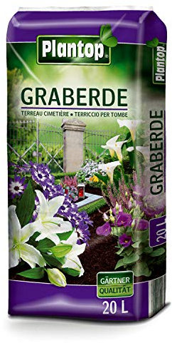 Plantop Graberde 20 Liter Blumenerde Spezialerde ohne Rußzusatz Friedhof Erde