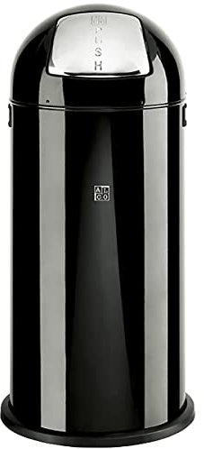 Abfallsammler mit Push-Klappe, 52 Liter, mit Push-Klappe, 84cm hoch, schwarz