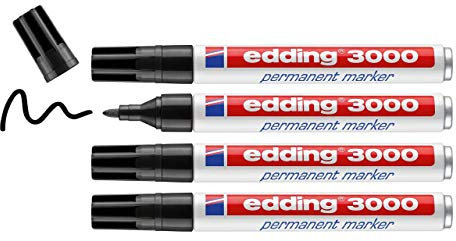 Edding 4-3000-4-1001 Permanentmarker Schwarz wasserfest: Ja