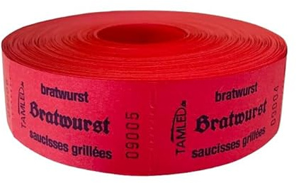TAMLED Bonrolle BRATWURST 1000 Abrisse perforiert fortlaufend nummeriert