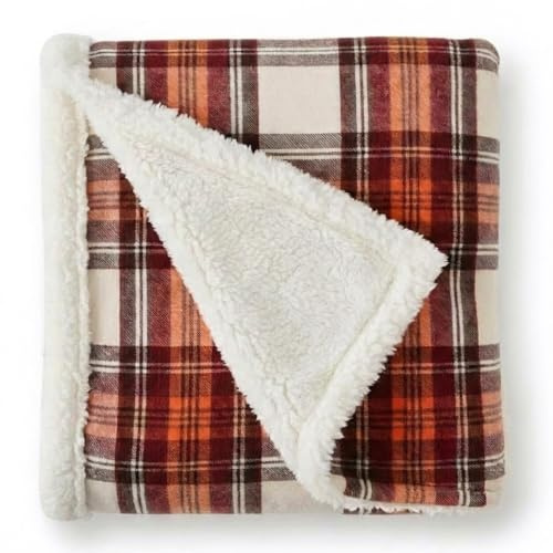 Eddie Bauer - Sherpa Throw Blanket for Couch 50x60 – Ultra Soft Reversible Fleece & Plush Sherpa Blanket, Warm Cozy Plaid Throw Blanket for Sofa, Bed, Living Room, Cabin Decor