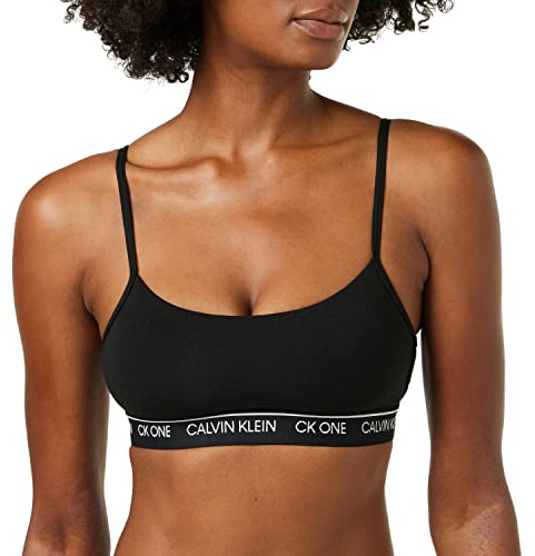 Calvin Klein Women's Polyester & Elastane Non-Wired and Non-paded Bralette Bra (29639810003_Black_Medium)