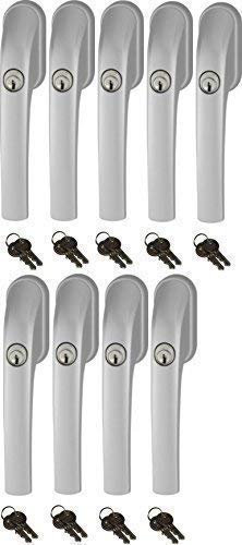 Abus FG300 abschließbarer Fenstergriff, Silber, im Set 9 Stück alle gleichschließend mit insgesamt 18 Schlüssel