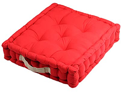 Stof – Cojín de Suelo – Talla 45 x 50 cm – 100% algodón – Color Rojo – Modelo Duo – Grosor Ideal, cómodo y Elegante – Agradable al Tacto